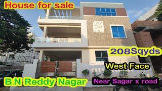 #1010 New House For Sale at B.N Reddy Hyderabad | Near Sagar X Road | 208 Sqyds | West Face | 3BHK |