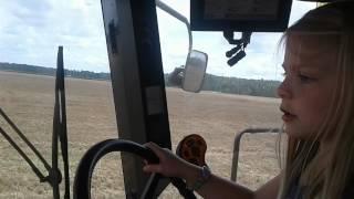 Bess's first time driving the Combine (6 years old) , Case IH 5088 Wheat 2017