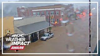 WATCH: Floodwaters rush through downtown Boone, NC during Helene