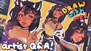 draw with me!  18k!! artist Q&A, CLIP STUDIO PAINT