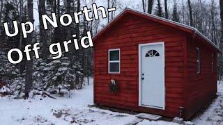 Off Grid shed to cabin project: The wood stove is finally installed and heating my tiny home.