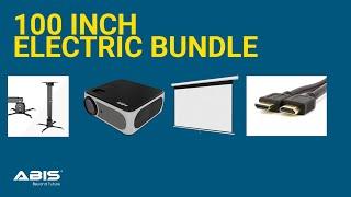 ABIS 100" Electric Projector Screen & Projector Bundle for Home - Complete Set