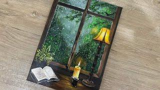 Painting a Cozy Reading Nook by the Window || Step-by-Step  Acrylic Painting