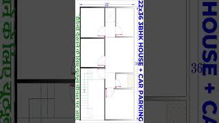 22x36 3BHK house plans with car Parking // 22x36 house design // 22*36 ghar ka naksha