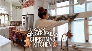 Kitchen Christmas Decorate with Me: Vintage Gingerbread Theme + Christmas Powder Room!