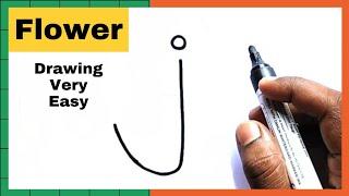 How To Draw A Flower From The Letter 'J' | Flower Drawing Easy | Easy Drawing | Drawing Steps 101