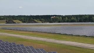 solar power plant: landing of small airplane