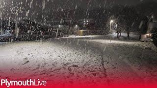 Snow falls in Plymouth as city hit with 'blizzard'