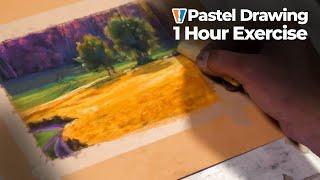 Landscape Drawing Lesson - Pastel Landscape Colorful Field