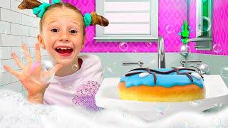 Nastya makes DIY soap and slime