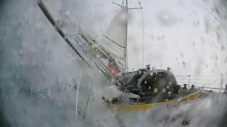 Yacht Knocked down during solo circumnavigation.