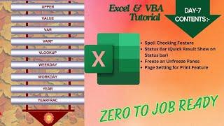 EXCEL & VBA Tutorial |  Spell checking, Status bar quick view, Print Preview features