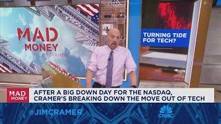 Jim Cramer breaks down the move out of tech in today's market action