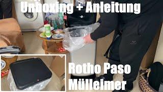 Rotho Paso Mülleimer 40l mit Pedal und Deckel (PP) BPA-frei, 40 Liter Unboxing und Anleitung