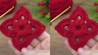 Wow!! Red color easy crochet motif online Tutorial video #crochet