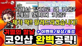 [한자] 탄지로 육성 할래말래? 좀 애매하긴 해.. 아니 딱!! 정해드림!!!! 『귀멸의 칼날』 코인샵 완벽 공략!! (feat. 트레저 코인) [메이플스토리]