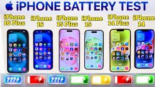 iPhone 16 vs iPhone 15 vs iPhone 14 vs iPhone 16+ vs iPhone 15+ vs 14+ |  Battery Drain Test |