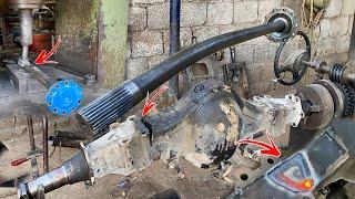 How to straighten a broken rear axle tube and crooked axle of a truck, the complete method is shown