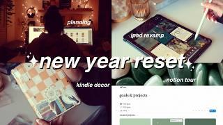 a new year reset  ipad & kindle revamp, digital planners, notion setup, goal setting
