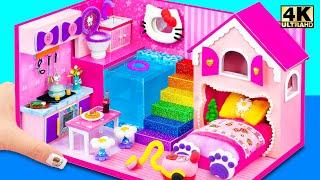 How To Make Pink Hello Kitty House with Playhouse Bedroom for two ️ DIY Miniature Cardboard House