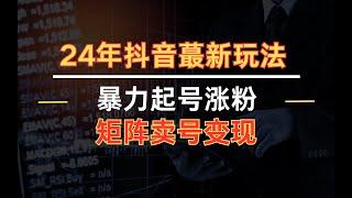 网上赚钱：抖音暴力起号涨粉卖号变现