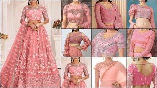 Latest Baby Pink Lehenga Blouse Designs 2024|Baby Pink Net Lehenga Blouse Design\Pink Blouse Design