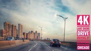 North Lake Shore Drive Driving through downtown Chicago 4K