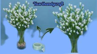 How to make satin ribbon flower easy/ cara membuat bunga baby breath dari pita satin