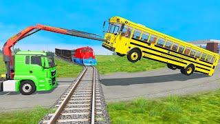 TRANSPORTING PIXAR CARS & FRUITS WITH COLORED & JOHN DEERE vs CLAAS vs TRACTORS - BeamNG.drive #983