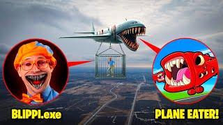 DRONE CATCHES PLANE EATER EATS BLIPPI EXE IN REAL LIFE!