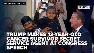 Trump makes 13-year-old cancer survivor Secret Service agent at Congress speech