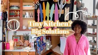 How I Organized My TINY Kitchen with NO Pantry & 6 Cabinets! (Renter-Friendly Organization Hacks!)
