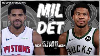 Milwaukee Bucks vs Detroit Pistons Full Game Highlights | Oct 6 | 2024-25 NBA Preseason