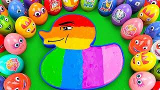 Satisfying ASMR | How to make Rainbow Duck Bathtub by Mixing SLIME in Rainbow Eggs CLAY Coloring