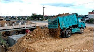 99% COMPLETED!! Perfectly MITSUBISHI Bulldozer Push Stone Step by Step Huge Sewer Drain Pipe