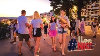 Nice France - # I love  Nice -  Evening Walks - Promenade des Anglais - 4K walks