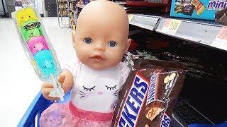 Doing Shopping with Baby Doll at the Supermarket for Easter Candy Eggs