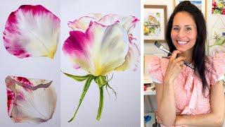 Painting Roses in Watercolor: Master Wet-on-Wet & Lifting #watercolorrose