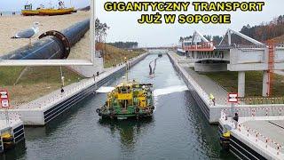 Gigantyczny transport już w Sopocie.Przygotowania do refulacji plaży.