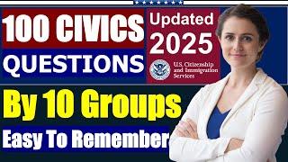 100 Civics Questions and Answers by 10 Groups for US Citizenship interview 2025 (new!)