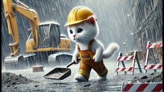 Day in the Life of a Hardworking Construction Cat ️ #aicat #cutecat #sadcat
