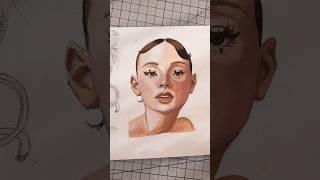 Gouache portrait painting process 