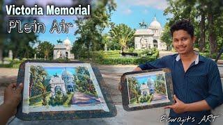 Plein Air Watercolor Painting of Victoria Memorial // Kolkata Outdoor Painting / #biswajitsart