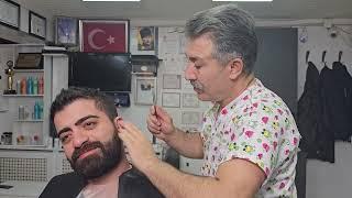 ASMR AMAZING ANOTOMICAL HAIR AND BEARD CUTTING WITH ZAZA MACHINE , RELAXING HEAD MASSAGE