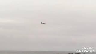 Isles of Scilly Steamship Co Twin Islander Skybus plane landing at St Marys Airport, Isles of Scilly