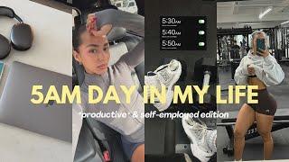 5AM DAY IN MY LIFE | *productive* & self-employed, leg day, healthy meals, new kitty & more!