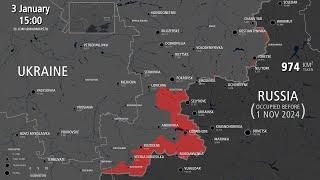 Russian Invasion of Ukraine: Donetsk Wider Region Map - Every Day [Nov 1 to Jan 3]