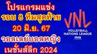 โปรแกรมแข่ง รอบ 8 ทีมสุดท้าย 20 มิ.ย.67 วอลเลย์บอลหญิง เนชั่นส์ลีก VNL 2024 : FINAL