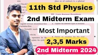 11th Physics Unit 7,8,9 Confirm 2,3,5 Mark Questions - 2nd Midterm Exam 2024 important questions