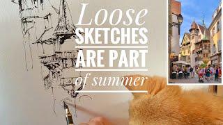 Urban sketching/Taste of Colmar, France/Loose style/Unique summer enjoyment